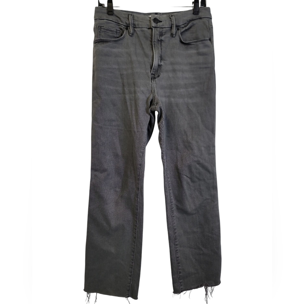 Good American high rise Straight Leg raw hem jeans